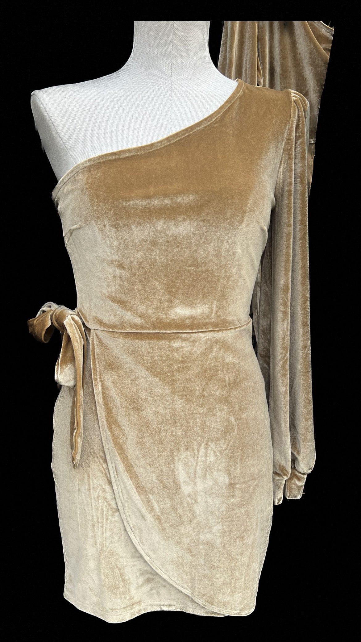 One Shoulder Velvet Dress