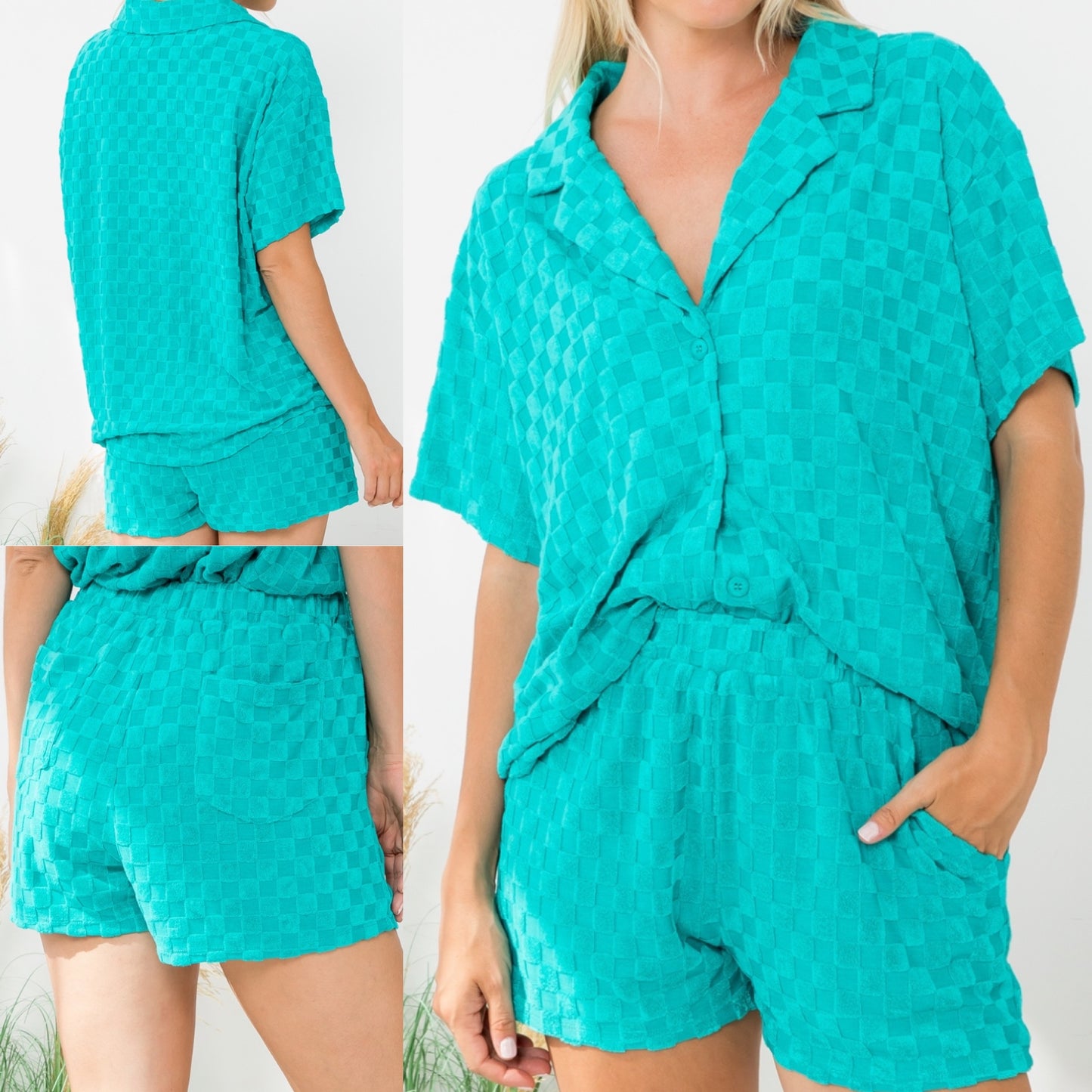 Checkered Turquoise Set