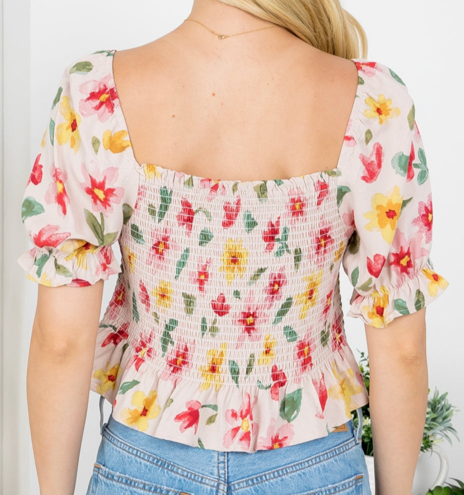 Flower Smocked Top