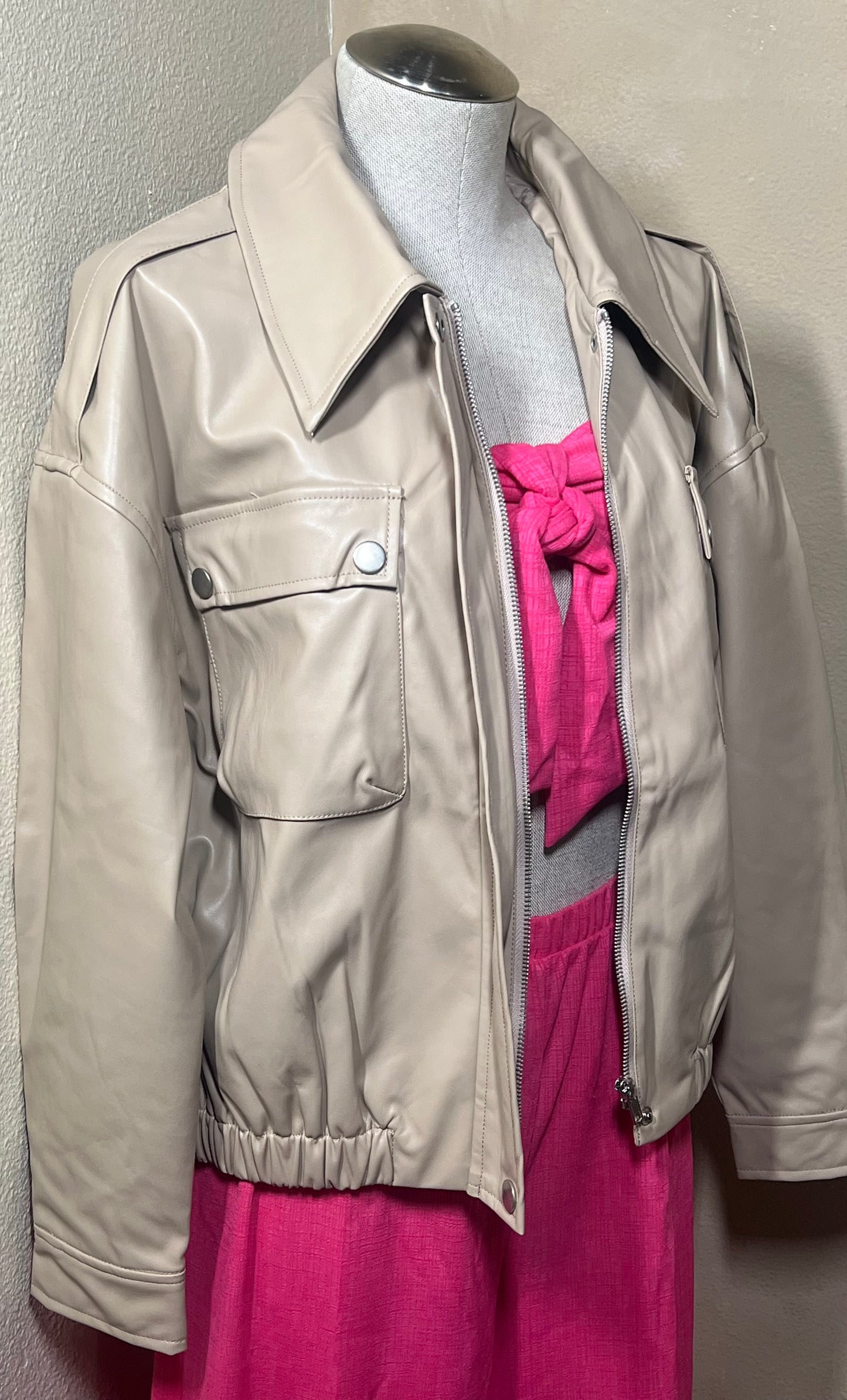 Tan Leather Bomber