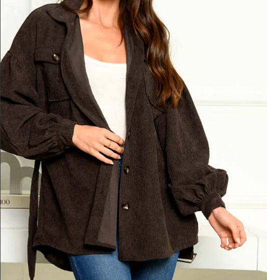 Corduroy Jacket with Belt