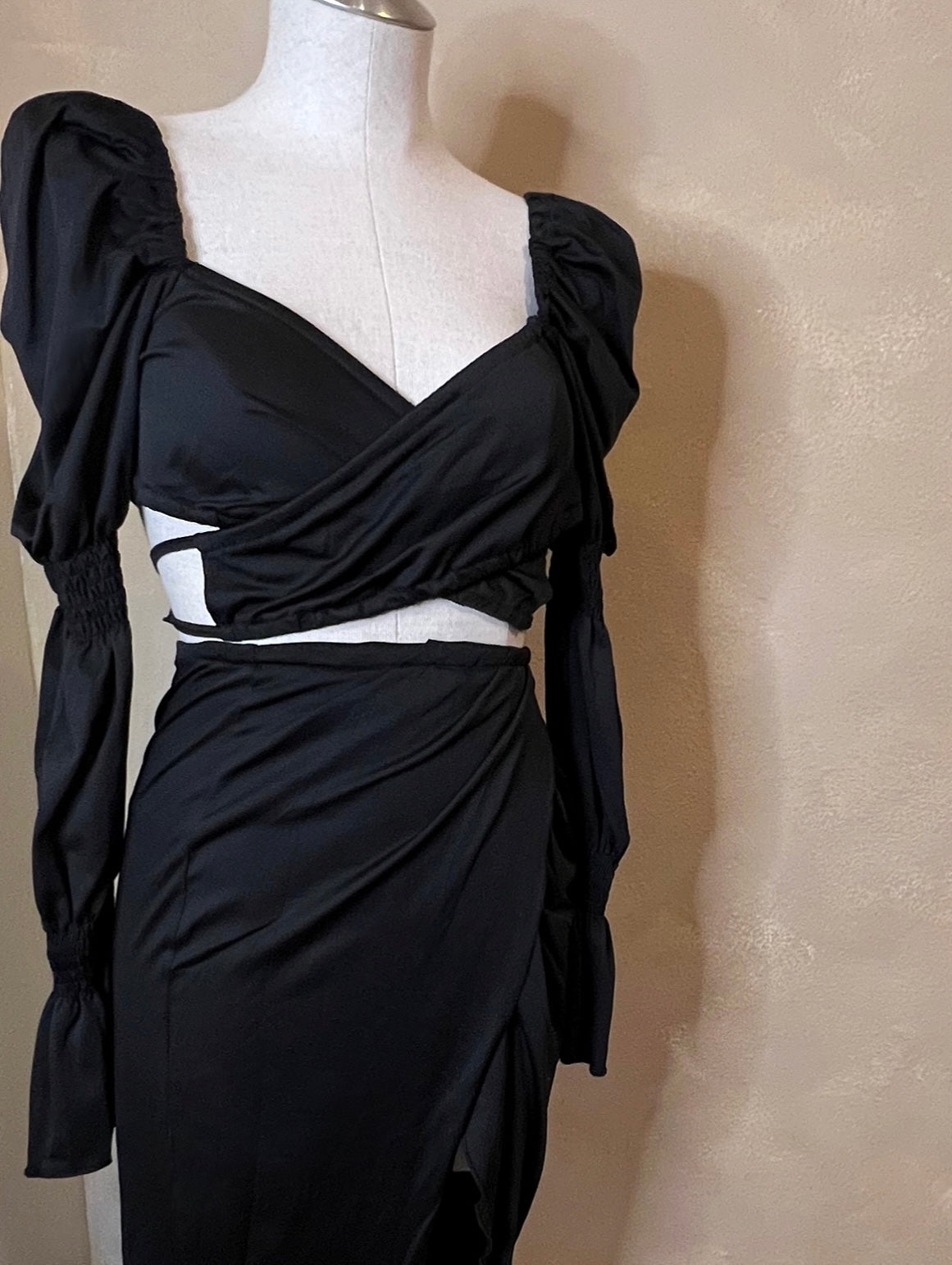 Self Tie Crop Top & Midi Wrap Skirt Set