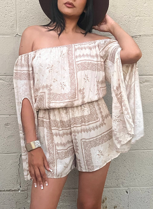 Paisley Off The Shoulder Romper