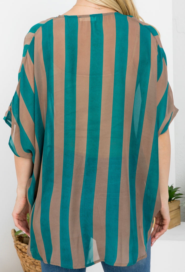 Striped Surplice Top