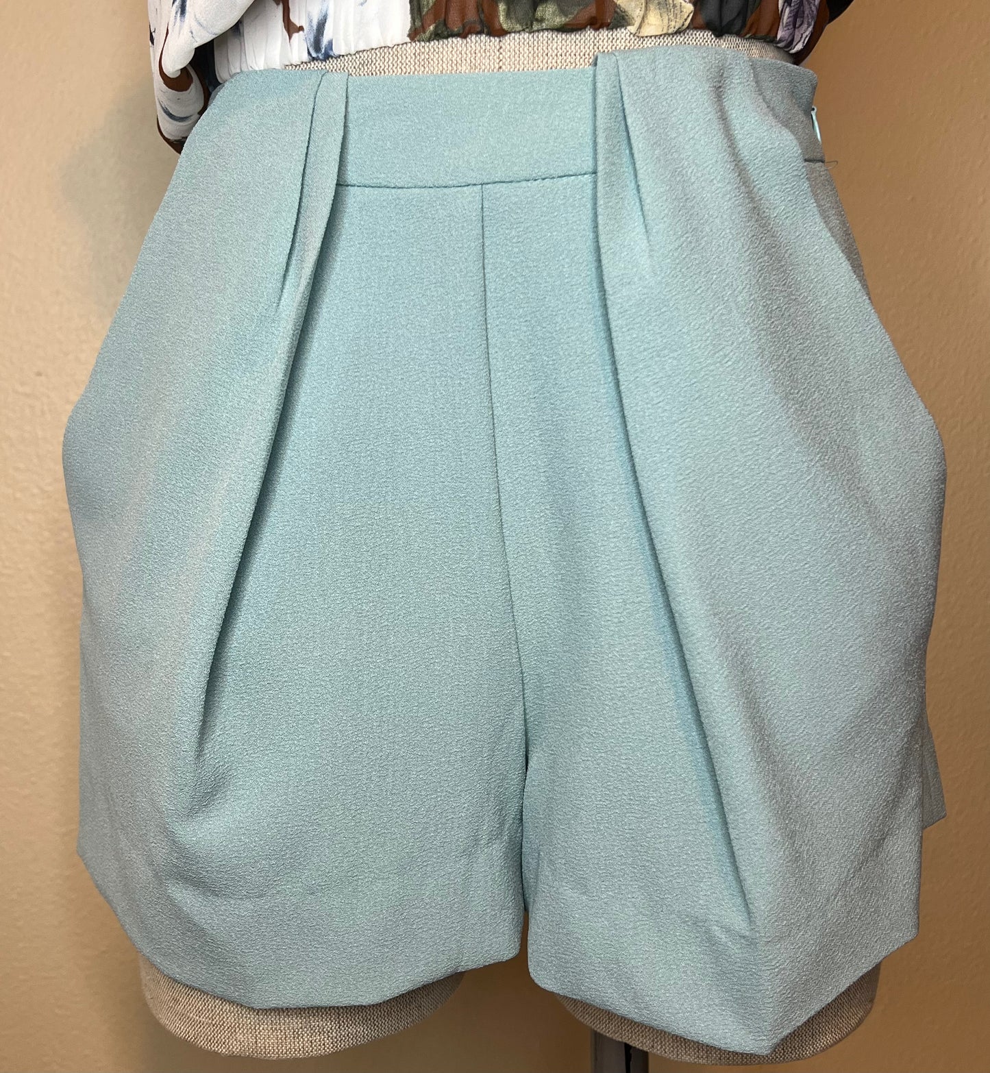 Mint Pleated Shorts