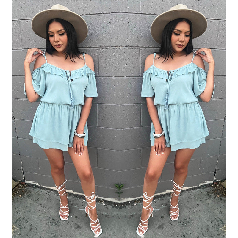 Sage Ruffled Romper