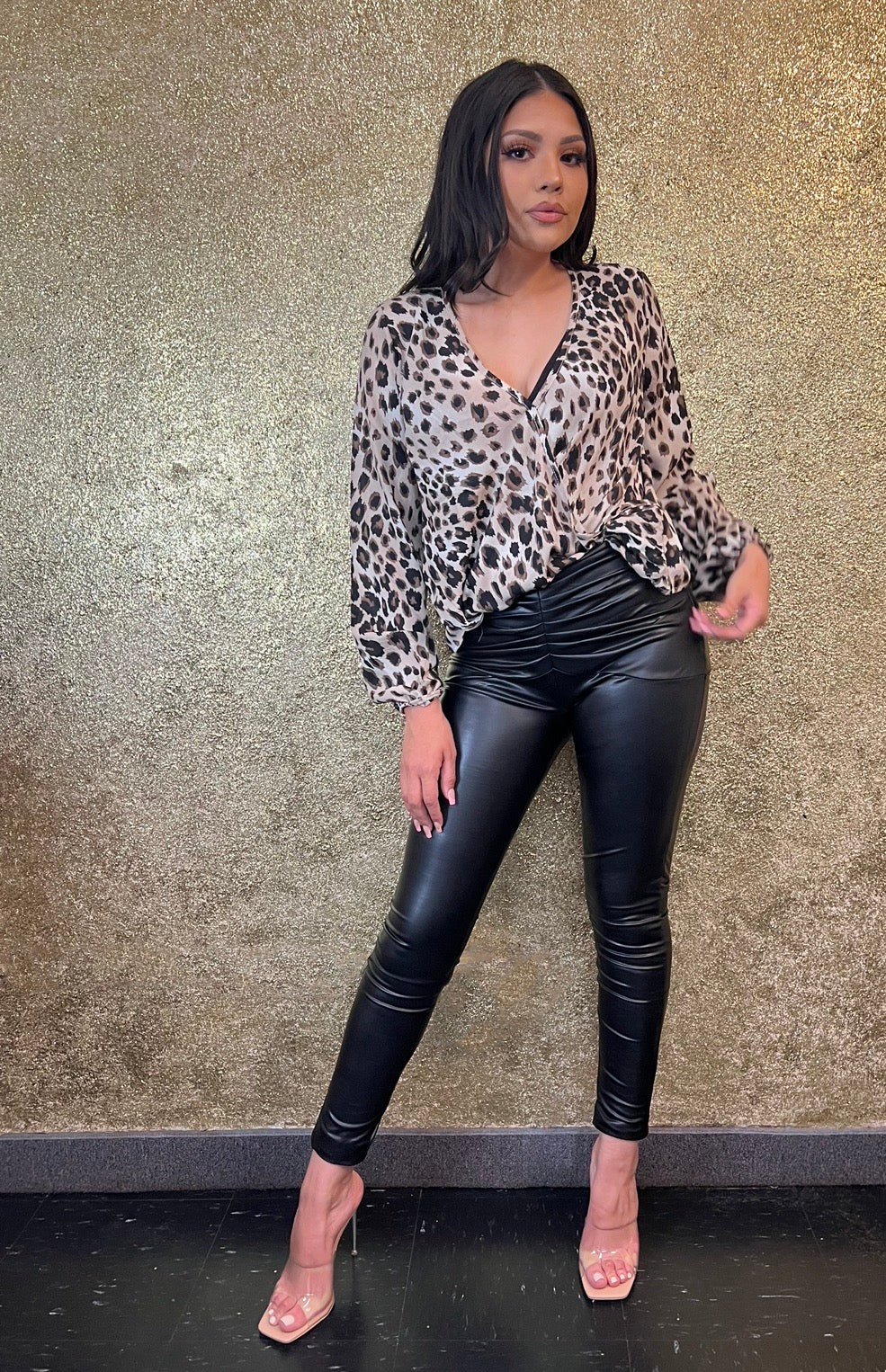 faux leather pants with a scrunch