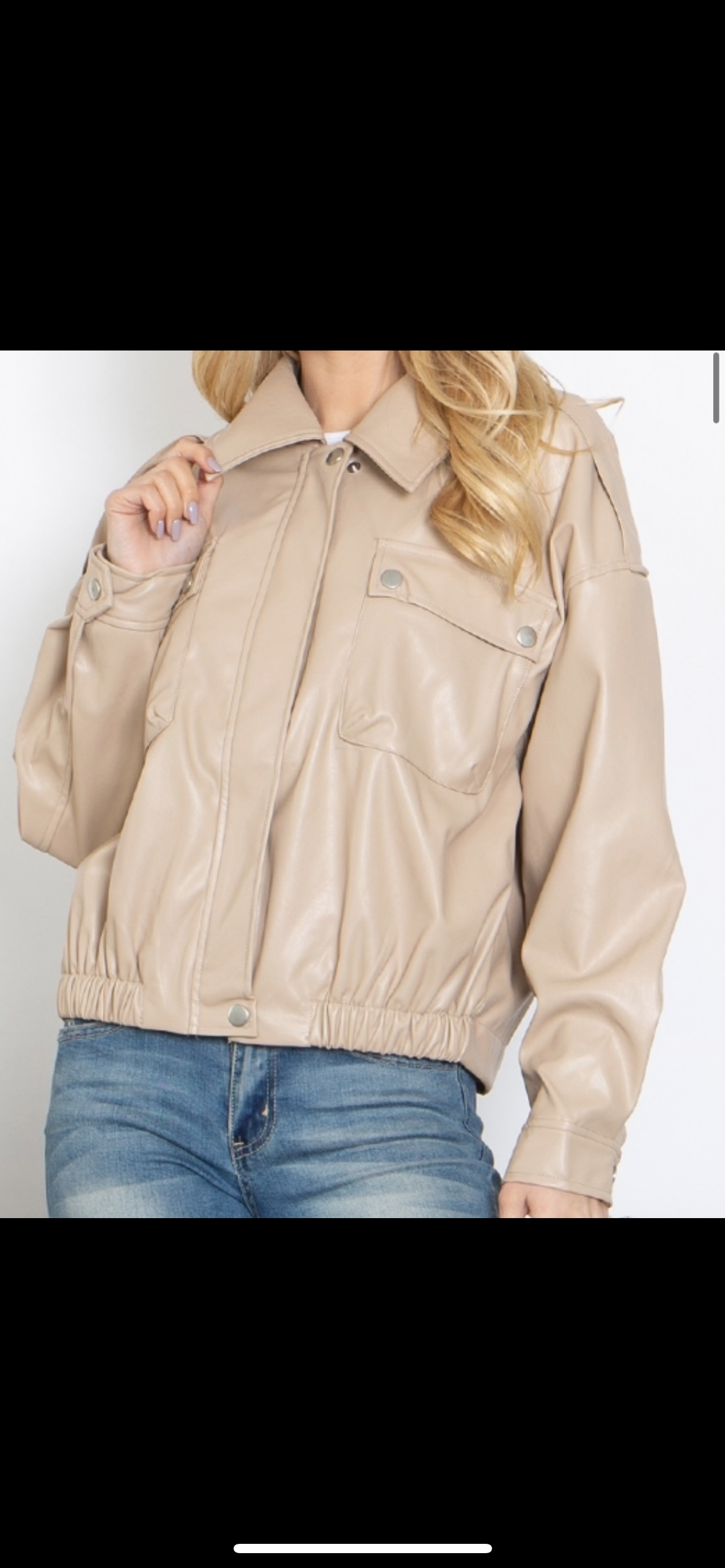 Tan Leather Bomber