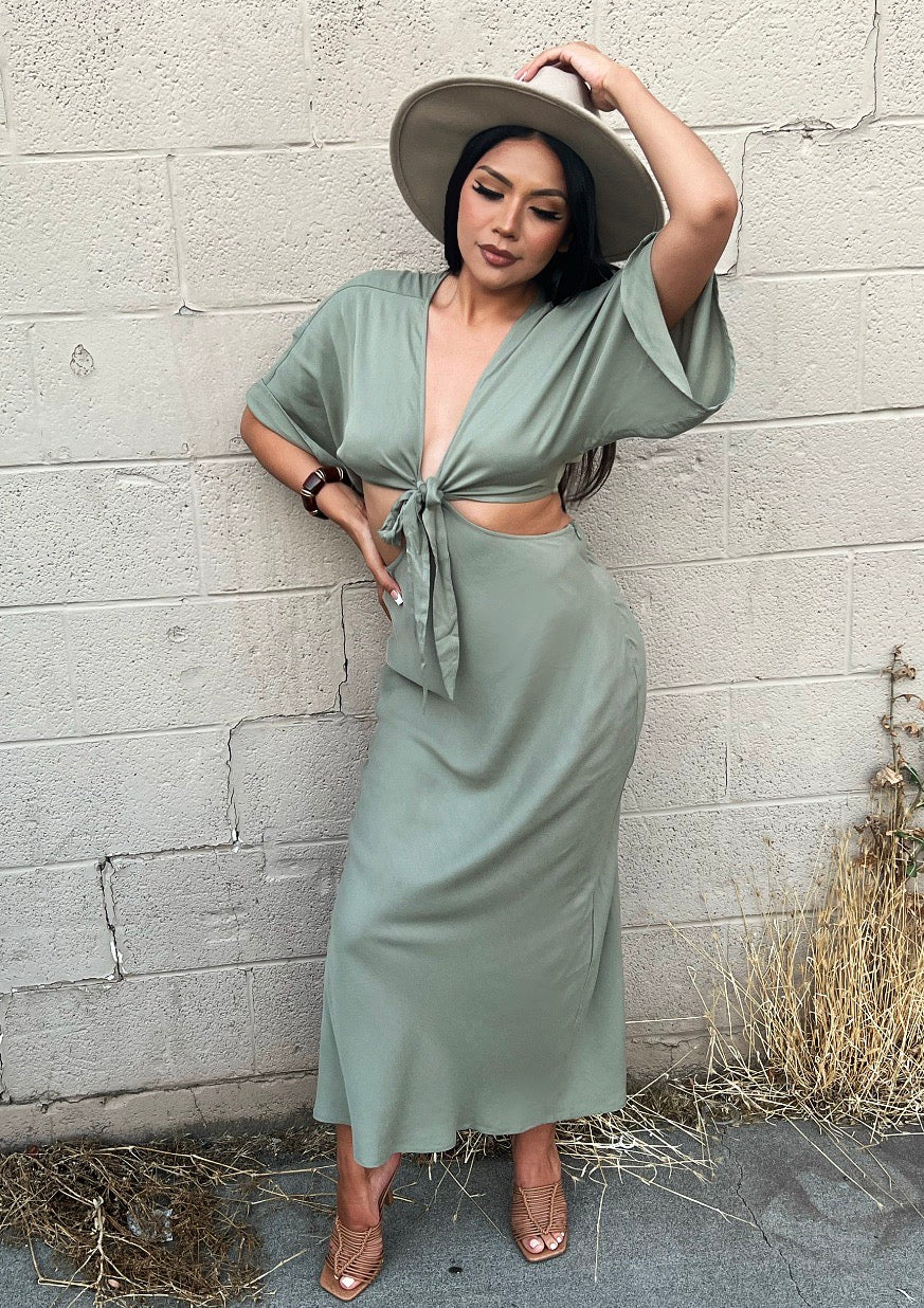 Sage Cutout Maxi Dress