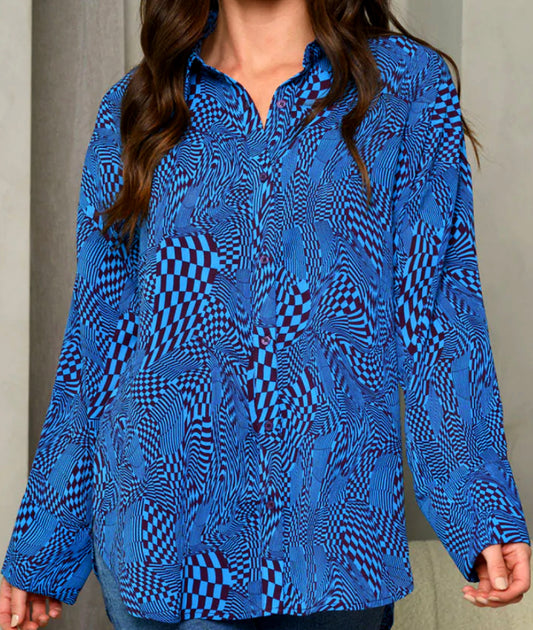 Checkered Print Button Up