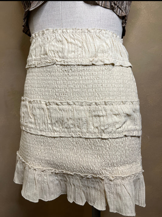 Cream Smocked Skirt