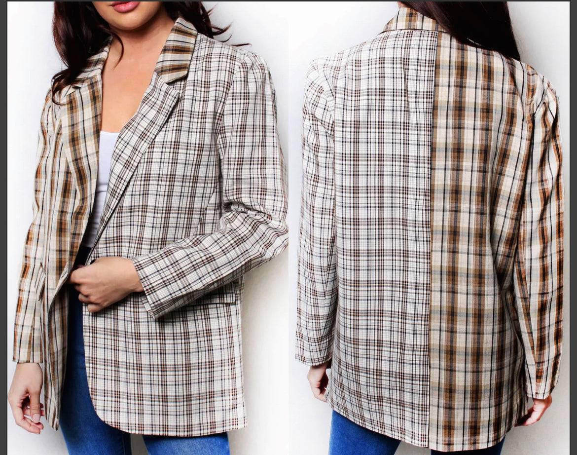 Spliced Blazer Two Colored