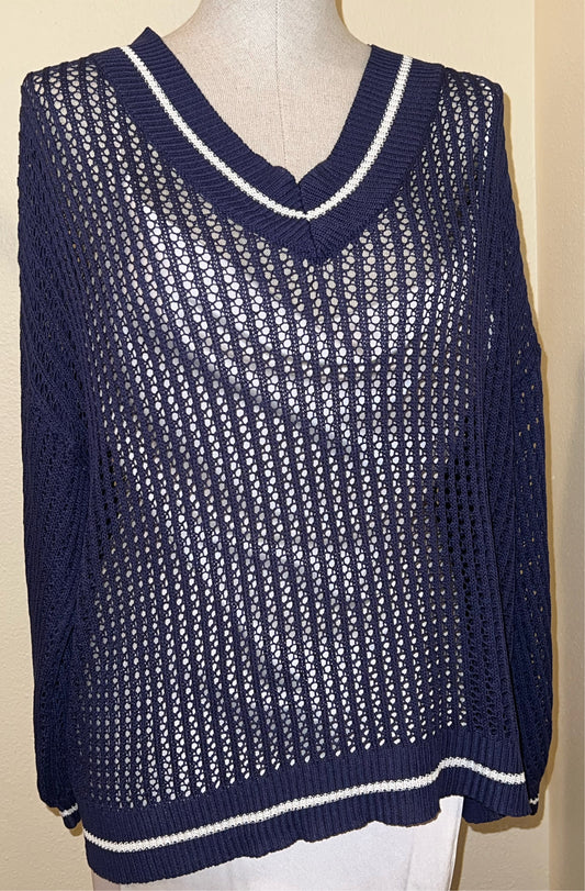 Navy Knitted a neck Top