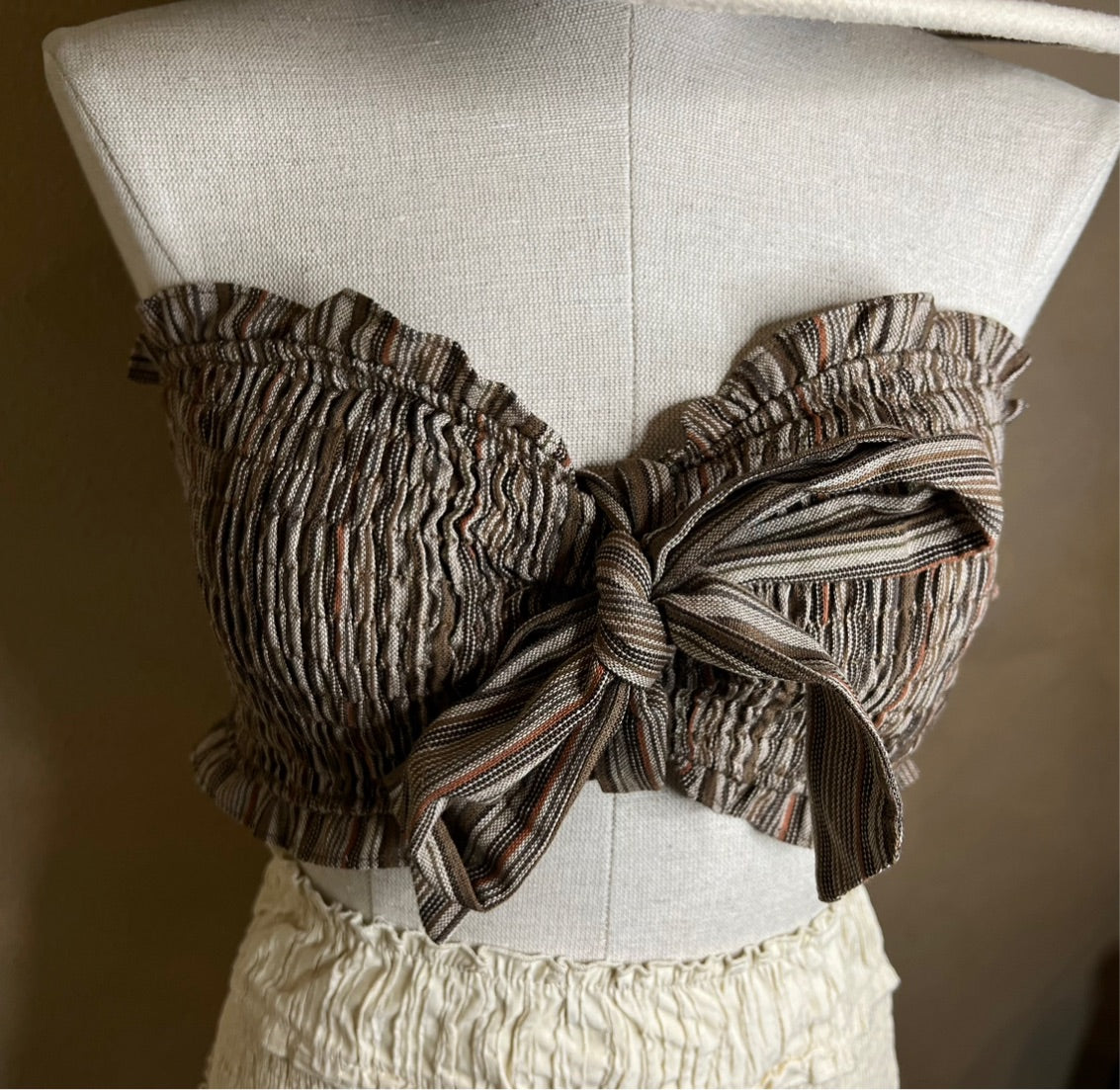 Brown Stripes Front Bow Brallete