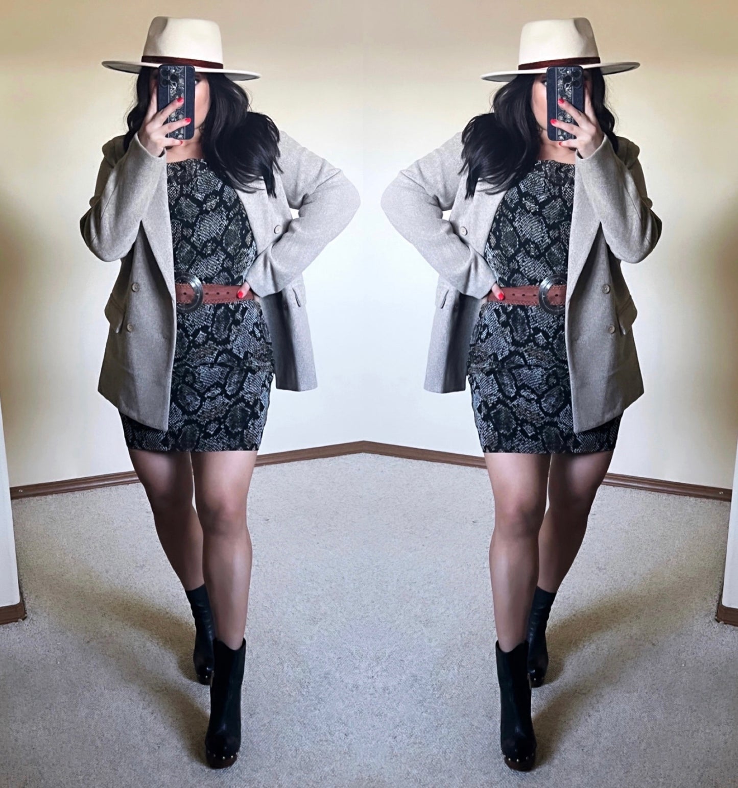 Snake print spaghetti strap dress