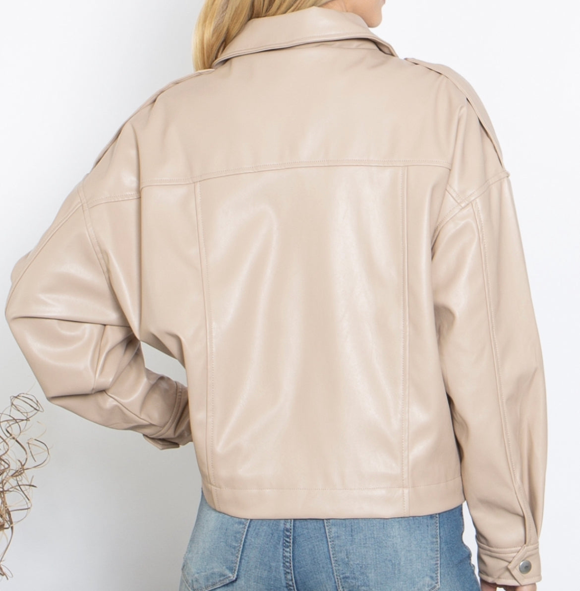 Tan Leather Bomber