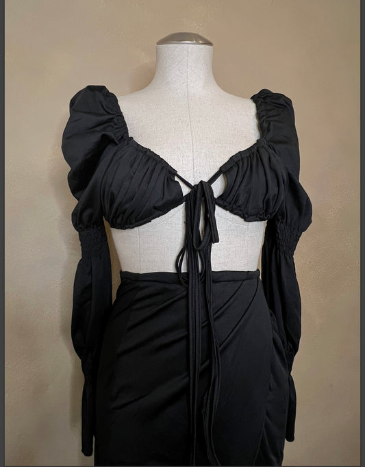 Self Tie Crop Top & Midi Wrap Skirt Set