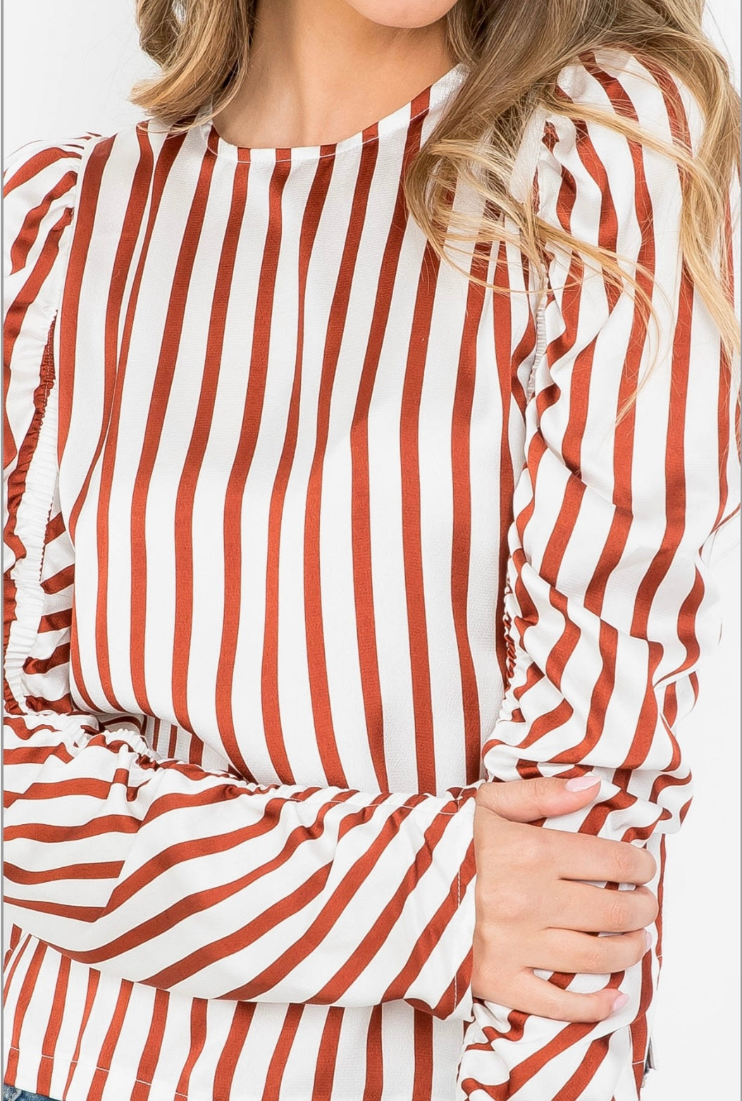 Silky Stripe Print Blouse