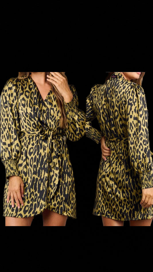 Leopard Surplice Dress