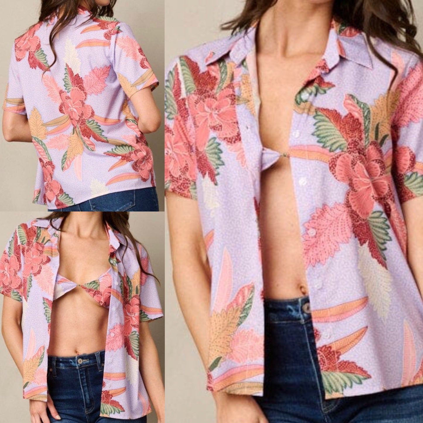 Floral Print Top and Bra Set