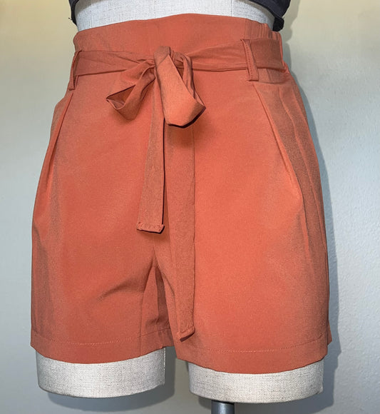 Orange front tie shorts