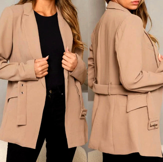 Belted Beige Blazer