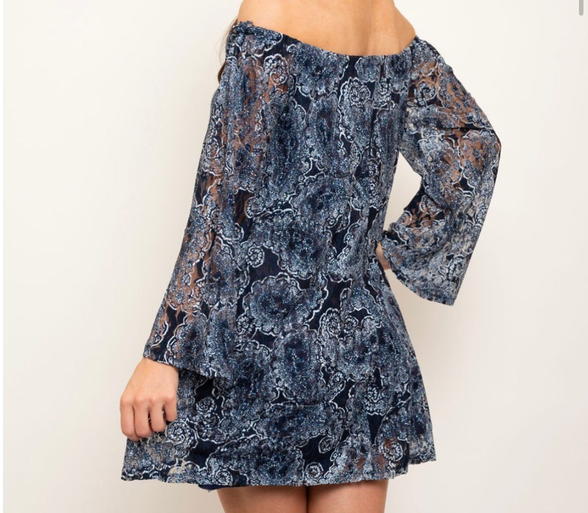 Blue Paisley Lace Dress