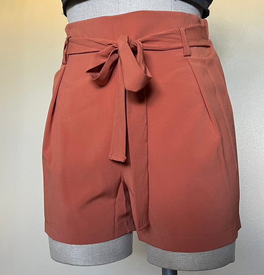 Orange front tie shorts