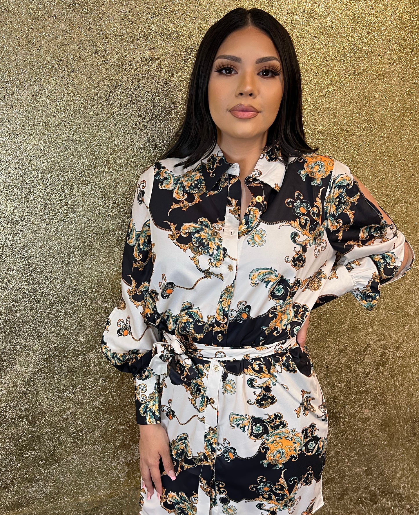 Ivory brocade dress