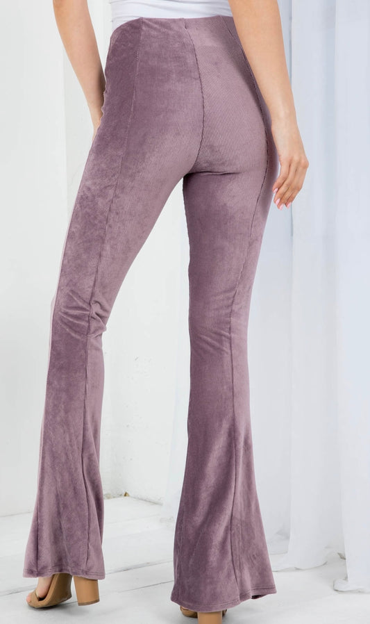 Stretchy lavender bell bottom pants