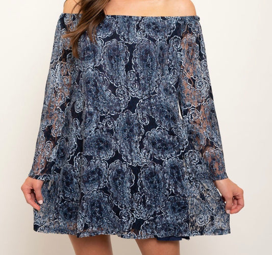 Blue Paisley Lace Dress