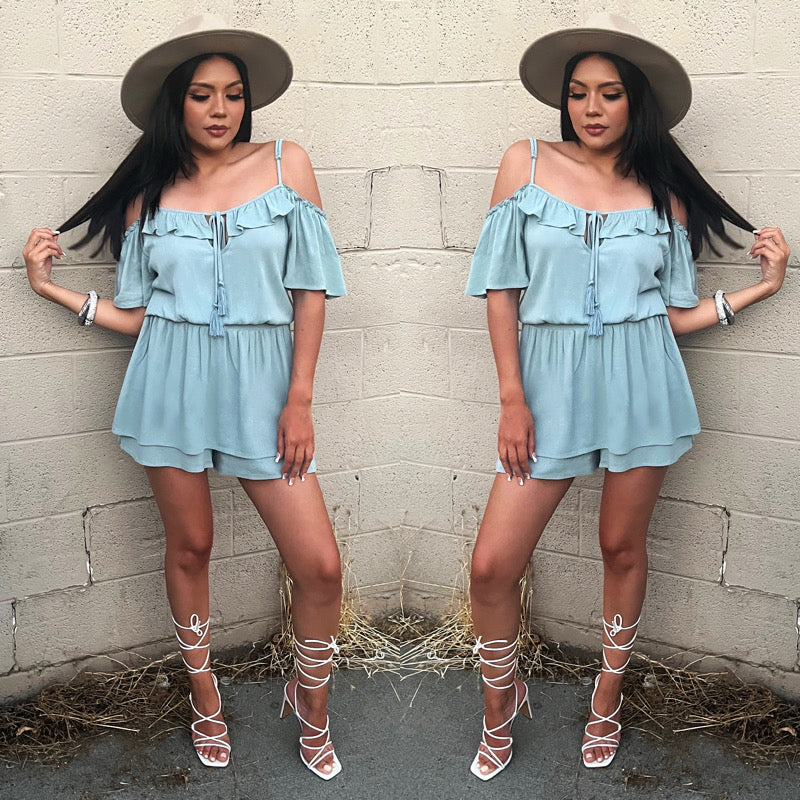 Sage Ruffled Romper