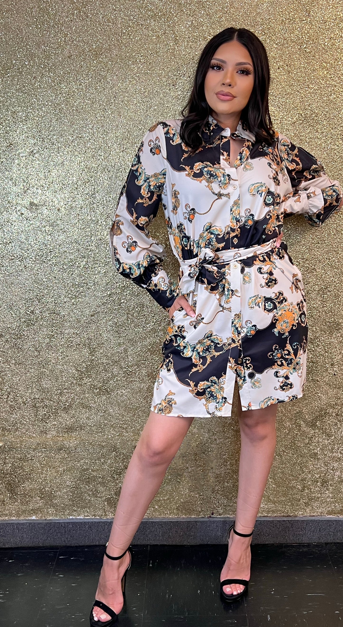 Ivory brocade dress