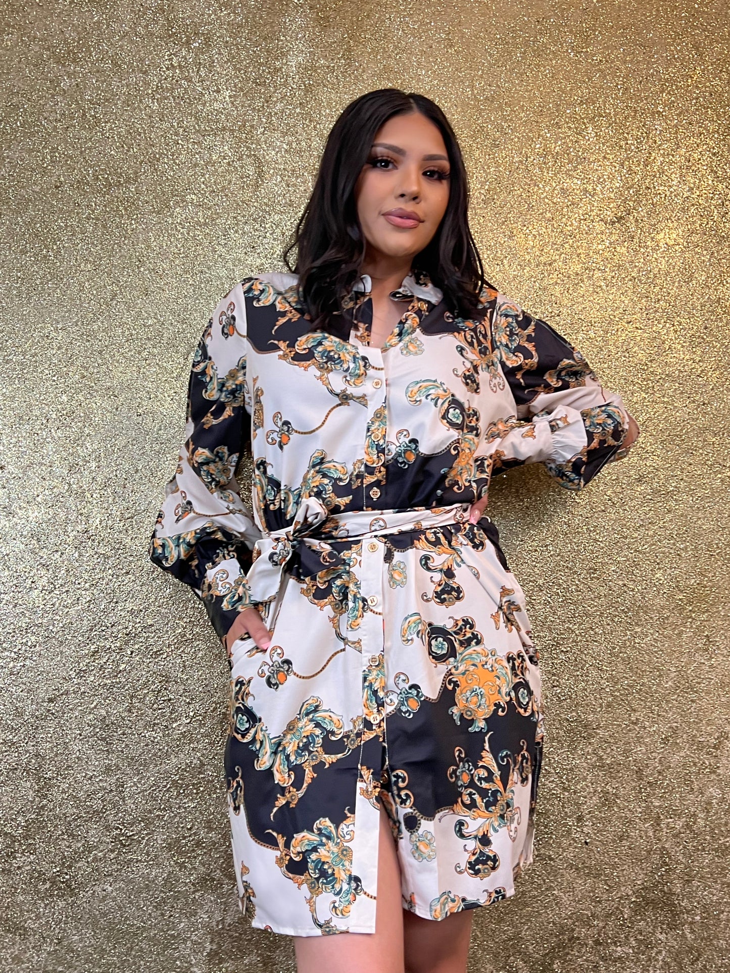 Ivory brocade dress