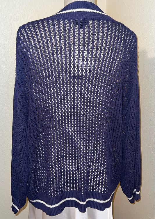 Navy Knitted a neck Top