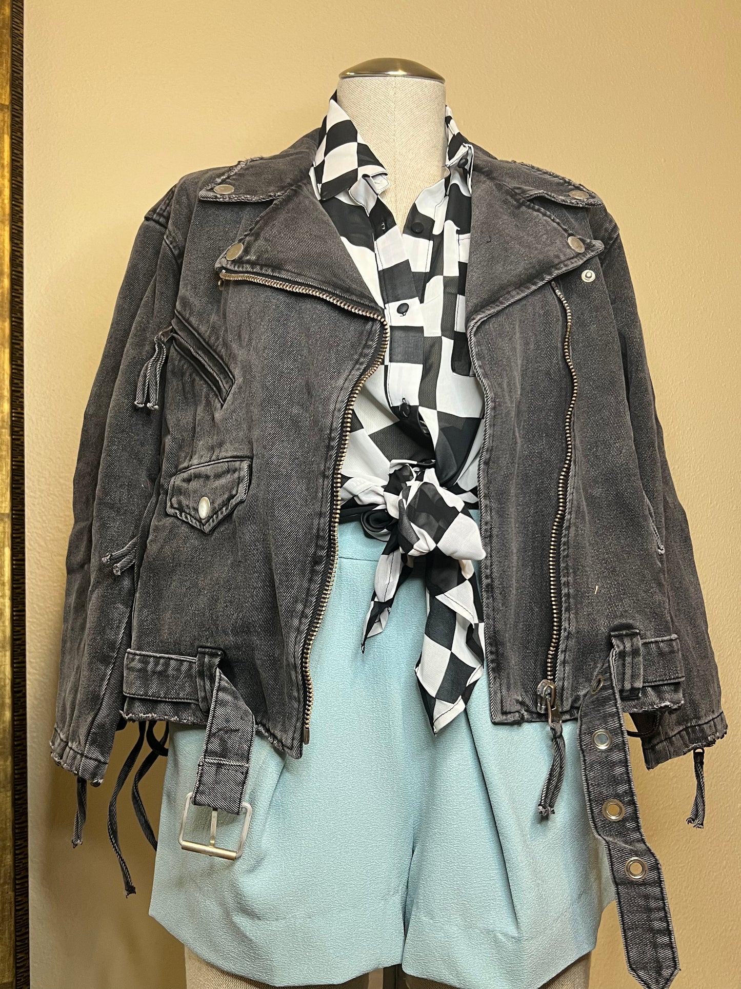 Vintage Denim Belted Jacket