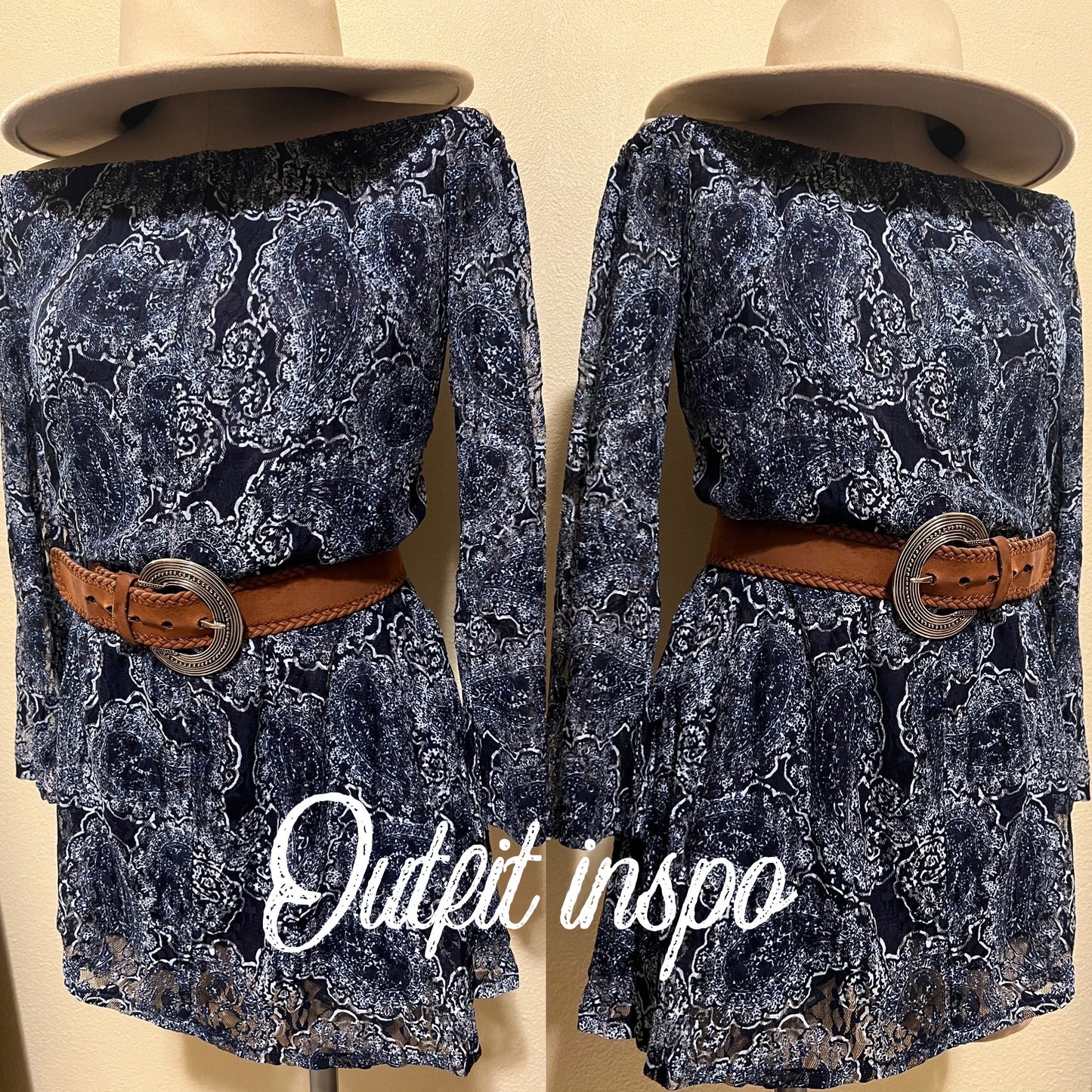 Blue Paisley Lace Dress